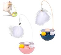 Genérico Celery Pets Wobble Pet Toy with Feather & Catnip, Cat Feather Toy with Bells, Dual Rolling Balls Rotate 360°, for Indoor Cats Exercise Feathers Toy for All Breeds (2Pcs D)