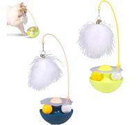 Genérico Celery Pets Wobble Pet Toy with Feather & Catnip, Cat Feather Toy with Bells, Dual Rolling Balls Rotate 360°, for Indoor Cats Exercise Feathers Toy for All Breeds (2Pcs A)