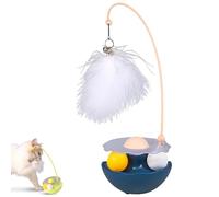 Genérico Celery Pets Wobble Pet Toy with Feather & Catnip, Cat Feather Toy with Bells, Dual Rolling Balls Rotate 360°, for Indoor Cats Exercise Feathers Toy for All Breeds (Blue)