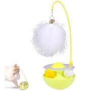 Genérico Celery Pets Wobble Pet Toy with Feather & Catnip, Cat Feather Toy with Bells, Dual Rolling Balls Rotate 360°, for Indoor Cats Exercise Feathers Toy for All Breeds (Yellow)