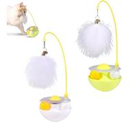 Genérico Celery Pets Wobble Pet Toy with Feather & Catnip, Cat Feather Toy with Bells, Dual Rolling Balls Rotate 360°, for Indoor Cats Exercise Feathers Toy for All Breeds (2Pcs B)
