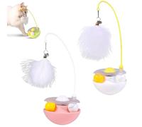 Genérico Celery Pets Wobble Pet Toy with Feather & Catnip, Cat Feather Toy with Bells, Dual Rolling Balls Rotate 360°, for Indoor Cats Exercise Feathers Toy for All Breeds (2Pcs E)