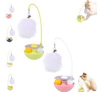 Genérico Celery Pets Wobble Pet Toy with Feather & Catnip, Interactive Cat Feather Toys, Bell Wand Teaser, Dual Rolling Balls Rotate 360° for Cats Exercise Toy, for All Cat (Yellow+Pink)