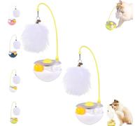 Genérico Celery Pets Wobble Pet Toy with Feather & Catnip, Interactive Cat Feather Toys, Bell Wand Teaser, Dual Rolling Balls Rotate 360° for Cats Exercise Toy, for All Cat (White*2)