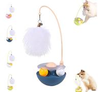 Genérico Celery Pets Wobble Pet Toy with Feather & Catnip, Interactive Cat Feather Toys, Bell Wand Teaser, Dual Rolling Balls Rotate 360° for Cats Exercise Toy, for All Cat (Blue*1)