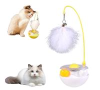 Genérico CeleryPets Wobble Pet Toy with Feather & Catnip, Interactive Play Design with Dual Rolling Balls 360° Rotation, Bells & Feather Teaser for Indoor Cats Exercise, Fun Breed (White)