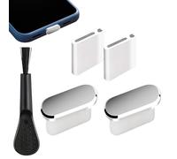 Genérico Cell Phone Dust Plug - ABS Metal 2 Pieces | USB Port Cover | Type C Ďust Plug with Cleaning Brush and Anti-Loss Device for Dust Proof Charger Port Protection Travel Use