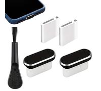 Genérico Cell Phone Dust Plug - ABS Metal 2 Pieces | USB Port Cover | Type C Ďust Plug with Cleaning Brush and Anti-Loss Device for Dust Proof Charger Port Protection Travel Use