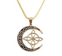 Genérico Celtic Knot Crescent Steel Pendant Necklace - Stainless Steel Witch Moon Amulet Protection Chain Necklace, New 2026 Unisex Good Luck Necklaces, Trendy Gift for Women and Men (Silver)
