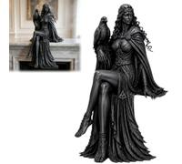 Genérico Celtic Raven Goddess Statue, Gothic Bookshelf Decor Shelf Sitter, Dark Academia Bookshelf Edge Sitter, Witchy Room Decor Gifts for Literature Lovers Bookworms