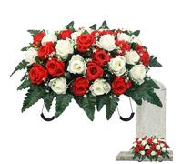Genérico Cemetery Saddle Flower- Silk Artificial Mixed Color Roses, UV Resistant Outdoor Floral Arrangement | Decorative Fake Memorial Flowers For Graveyard Garden Porch