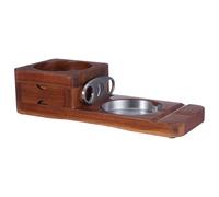 Genérico Cenicero de Madera Maciza Grande con Soporte para Cigarrillos, Bandeja para Whisky y Cajón Integrado, Accesorios para Cuevas de Hombres y Reuniones Sociales