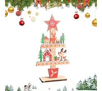 Genérico Centros de Mesa Navideños con Reno,Navideño de Madera para Mesa con Árbol - para Escritorio, Centro De Invierno para Estantería Y Fiesta En Hogar