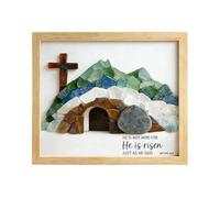 Genérico Centros De Mesa Rústicos Retro: Marcos De Cuadros Religiosos, Mesa De De Pascua, Marco De Él Ha Resucitado | Interior Hogar Dormitorio Estantería Alféizar Oficina Dormitorio Iglesia Esp