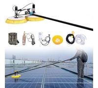 Genérico Cepillo telescópico para la Limpieza de Paneles solares con cerdas de Nailon giratorias de Doble Cabezal y rociador de Agua para un Mantenimiento fotovoltaico eficaz y un fácil Acceso.
