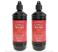 Generico Cera líquida en botella de 1 litro. Cera para lámparas y velas de iglesia. 2 botellas