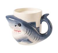 Genérico Ceramic Animal Mug, Versatile Handled Vessel, Shark Cup with Fin Detail, Beverage Glass for Tea Latte, Kitchen Supply, Drinkware for Morning Hot Chocolate Kitchen Counter Styling