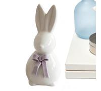 Genérico Ceramic Bunny, Spring Rabbit Decoration, 5x5x11cm Statuette with Bowknot, Porcelain Easter Sculpture, Rabbit Figurine with Design, Animal Ornament for Entrance and Study