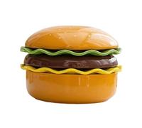 Genérico Ceramic Burger Plates Set, Stackable Microwave Safe Dinnerware, Unique Hamburger Shaped Plates + Reliable Build, Stylish Design + Food Snack Dessert Home Kitchen Restaurant Picnic Bbq Party