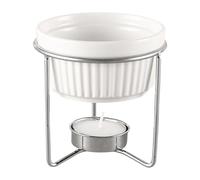 Genérico Ceramic Butter Warmer Hot Pot Set 9.5x9.5cm, Iron Frame with Ceramic Pot, Portable Kitchen Supplies for Cheese Fondue, Tea, Chocolate, Dessert, Home Use