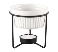 Genérico Ceramic Butter Warmer Hot Pot Set 9.5x9.5cm, Iron Frame with Ceramic Pot, Portable Kitchen Supplies for Cheese Fondue, Tea, Chocolate, Dessert, Home Use