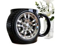 Genérico Ceramic Coffee Cup, Tire Theme Mug, Authentic with Textured Feature, Authentic Porcelain Beverage Cup, Sturdy Garnish with Automotive Design, Cafe Accessory for Mom and Lovers
