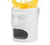 Genérico Ceramic Coffee Cup with Cookie Holder, Heat-Resistant Funny Face Breakfast Mug, Ceramic Drinkware for Restaurant, School, Workplace, Dormitory, Bedroom, and Everyday Use