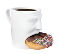 Genérico Ceramic Coffee Mug, Funny Face Cup, Cookie Holder Design, 5.12x3.74x2.95 inches, Heat-Resistant Beverage Container, Breakfast Style, for Dormitory School Restaurant Bedroom Setting