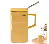 Genérico Ceramic Coffee Mug - Reusable Cup with Lid and Straw