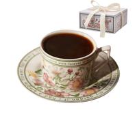 Genérico Ceramic Coffee Mug with Saucer Set, Cute Creative Tea Cup Set