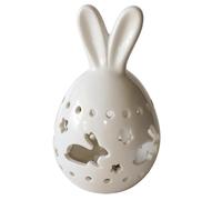 Genérico Ceramic Easter Bunny Lamp - Elegant Glowing Rabbit Figura | LED Ceramic Bunny with Floral Hollow Pattern, Translucent Design | for Easter Spring Home Decor, Centerpiece Ornament