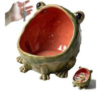 Genérico Ceramic Frog Candy Dish, Cute Big Mouth Frog Key Bowl Statue,Fun Jewelry Dish Tray for Home Entryway Table (1PC)