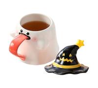 Genérico Ceramic Halloween Coffee Cup With Lid - Ghost Mug | 450ml Novelty Ghost Shape Drinking Cup | Fun Beverage Mug For Juice Wine Beer Halloween Juice Wine Beer Living Room Movie Nights Teachers