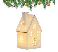 Genérico Ceramic Houses Christmas, Lighted Village Ornament, 4.92x2.36 Inches Compact Design, Lighted Cabin Decoration for Desk Mantel Study Bedroom Living Room Window Display Table, Party