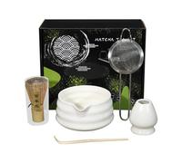 Generico Ceramic Matcha Kit Matcha Whisk Palette Set | Matcha Tea Set 5 Pieces | Sturdy Matcha Whisk Set, Matcha Whisk Kit for Home, Dining Room, Family, Friends, C