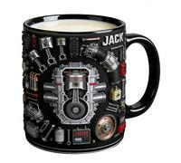 Genérico Ceramic Mug - Realistic Mechanical Engine Coffee Cup | 3D Piston & Gear Design With Anti-Slip Handle, Novelty Motor Gift For Car Lovers, Husband & Men, 15oz, Silver & Black