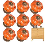 Genérico Ceramic Pumpkin Cabinet Knobs, Set of 8 Round Handles, Includes Zinc Alloy Mounting Screws, Modern Pull Handles for Drawers and Cabinets, for Stylish Home Decor, 3.9x2.7x3.8cm
