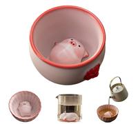 Genérico Ceramic Tea Pet Piggy Cartoon Tea Cup,Funny Cartoon Ceramic Pig Teas Pet,Spit Bubbles Little Pigs Statue Teas Pets Ornament for Living Room Office (C)
