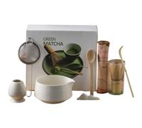 Genérico Ceremony Matcha Powder Kit,Matcha Whisk Set and Bowl with Scoop&Sifter,Fuji Design Ceramic Bowl,Ceramic Bowls(chawan) whith Spout and Whisk,Gift for Matchas Lovers (white2)
