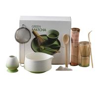Genérico Ceremony Matcha Powder Kit,Matcha Whisk Set and Bowl with Scoop&Sifter,Fuji Design Ceramic Bowl,Ceramic Bowls(chawan) whith Spout and Whisk,Gift for Matchas Lovers (Gradient green)