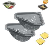 Genérico Cesta de Drenaje Magnética Triangular, Cesta de Drenaje Triangular sin Perforaciones for Residuos de Alimentos, Colador con Base Giratoria, Escurridor for Fregadero de Cocina con Filtro(2PC)