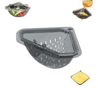 Genérico Cesta de Drenaje Magnética Triangular, Cesta de Drenaje Triangular sin Perforaciones for Residuos de Alimentos, Colador con Base Giratoria, Escurridor for Fregadero de Cocina con Filtro(1PC)