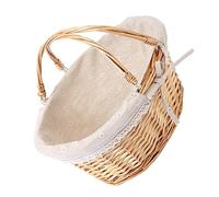 Genérico Cesta de Picnic Bandeja de Mimbre Redonda de eucalipto Peso cestas almacenaje Cesta almacenaje baul Almacenamiento decoración Cesta Tejida Cesta de Almacenamiento paño Khaki