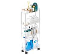 Generico Cesta de utilidad para baño, organizador organizador para la sala de estar, 40,2 x 17 x 13,5 cm, organizador espacial con ruedas, multifunción, con ruedas y ruedas enrollables, para baño