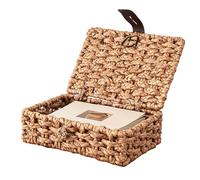 Genérico Cesta Decorativa Con Tapa - Jacinto De Agua Rectangular,Cestas Tejidas Decorativas | Para Dormitorio Baño Cocina Estudio Pañuelos Ropa Artículos De Tocador Snacks Mandos