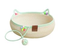 Genérico Cesta Gato Tejida A Mano - Cesto Rascador Cuerda Algodón | N?do Dormitorio con Pelota Todo Año | Transpirable Antiarañazos, Entrada Abierta, para Gatos Interior hasta 2,5kg
