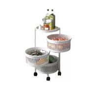 Genérico Cesta Giratoria De Almacenamiento Calada,Organizador con Ruedas,Estante Giratorio For Verduras 360°,Movimiento Suave,para Fruta Cebolla(Color 1,3 Tiers)
