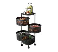 Genérico Cesta Giratoria De Almacenamiento Calada,Organizador con Ruedas,Estante Giratorio For Verduras 360°,Movimiento Suave,para Fruta Cebolla(Black,4 Tiers)