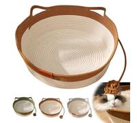 Generico Cesta para gatos de cuerda trenzada, cesta para cama para gatos trenzada a mano, transpirable y sin pelusas, con alfombrilla rascador y pelota de juego integrada para gatos y perros