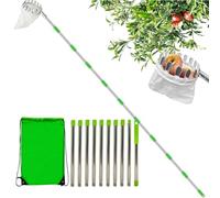 Genérico Cesta para recoger frutas: poste telescópico extensible, cabezal de metal, agarre antideslizante, cosechadora portátil de gran altitud | Herramienta agrícola hardware jardín diseño moderno